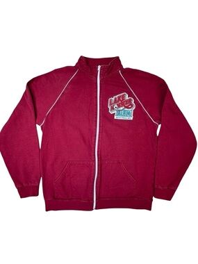 LAKE MONSTER BREWING Ca Fleece Red Zip Front Sweatshirt Size Medium